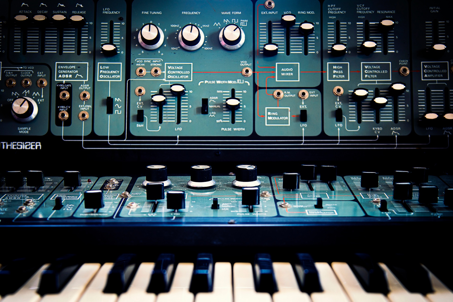 Analog modular synthesizer panel